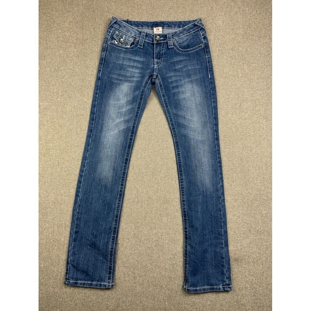 True Religion Jeans Joey Super T Women Size 27 Zebra Flap Pockets Stretch